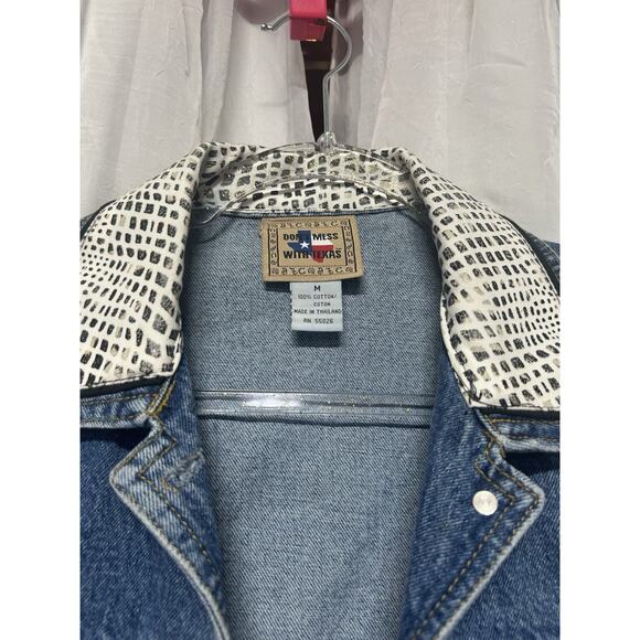 VTG Don’t Mess With Texas Denim Western Vest Country Chic Sz M Rodeo Snake Print - Picture 5 of 8